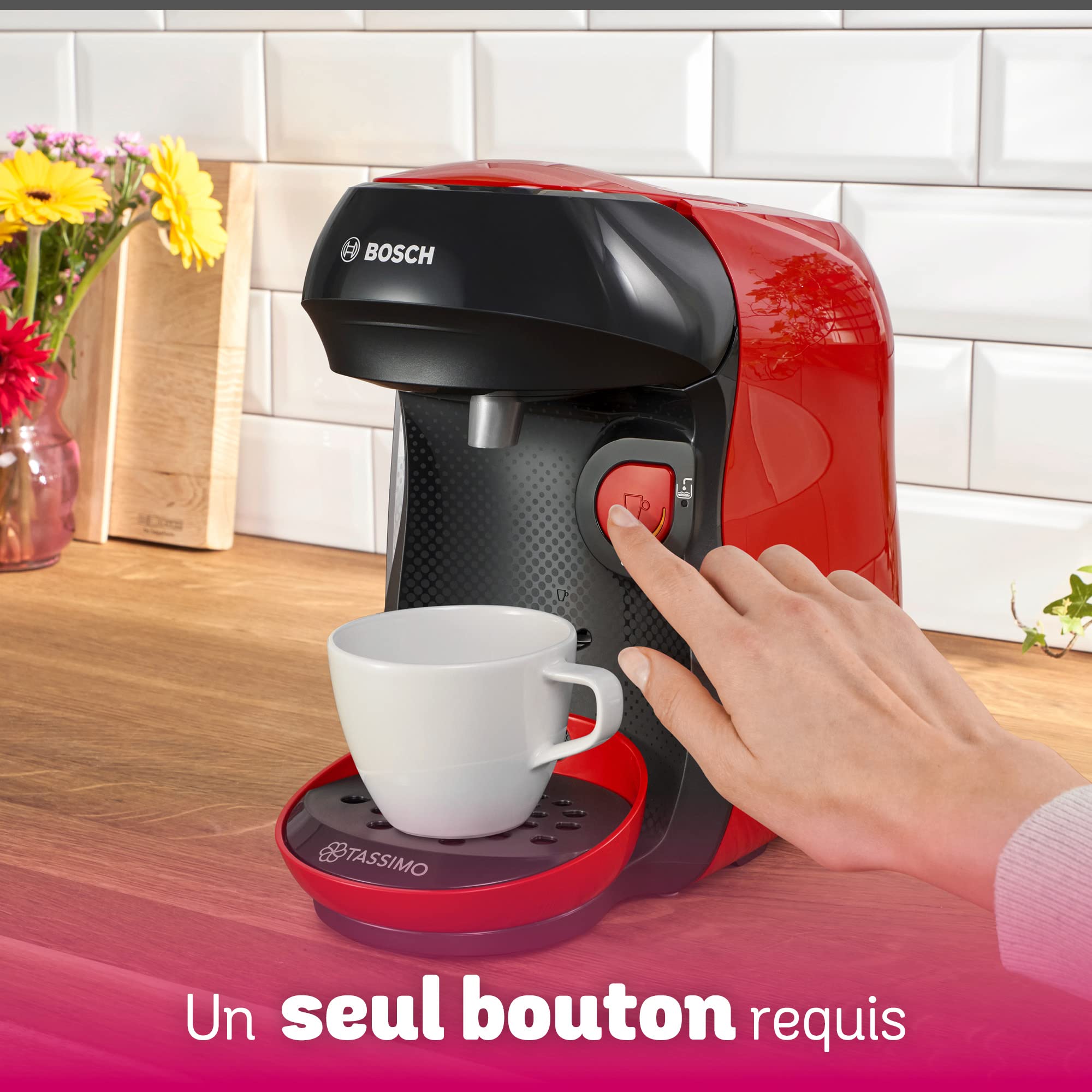 Machine à Café à Capsules Eslora Happy – Rouge – +40 Boissons – 1400W