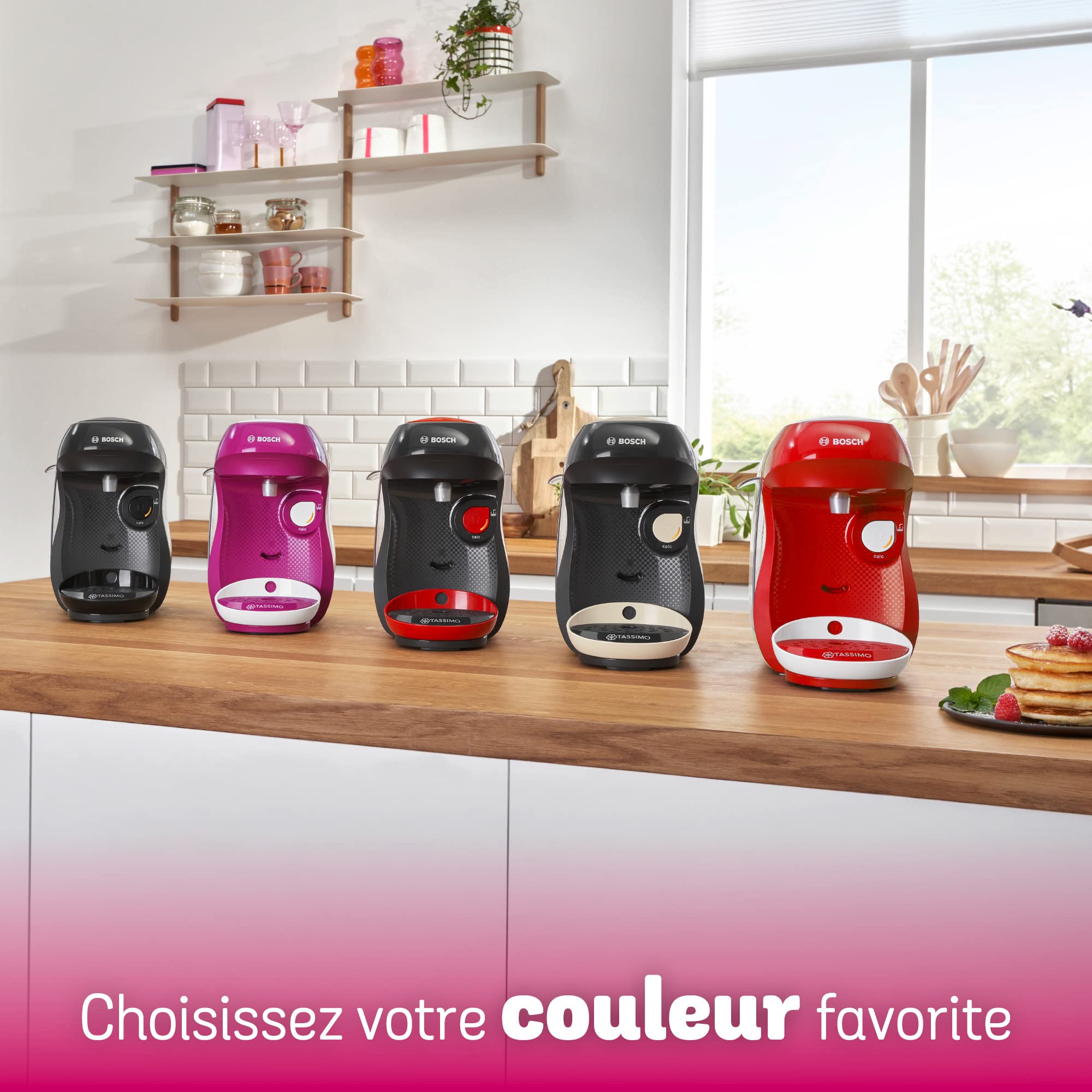 Machine à Café à Capsules Eslora Happy – Rouge – +40 Boissons – 1400W