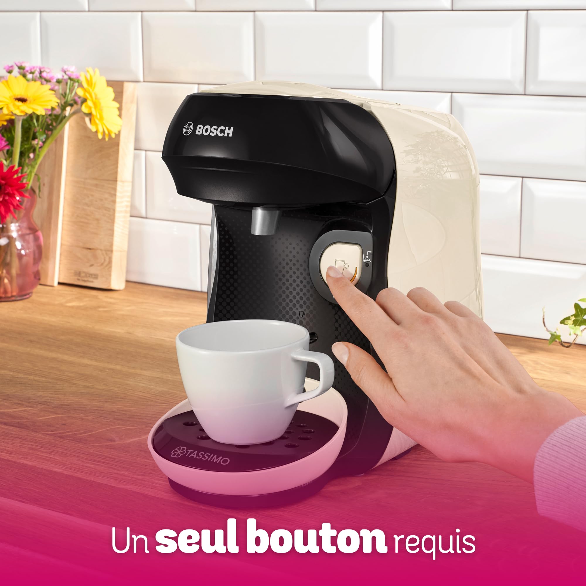 Machine à Café à Dosettes Eslora Happy – Crème – +70 Boissons Chaudes
