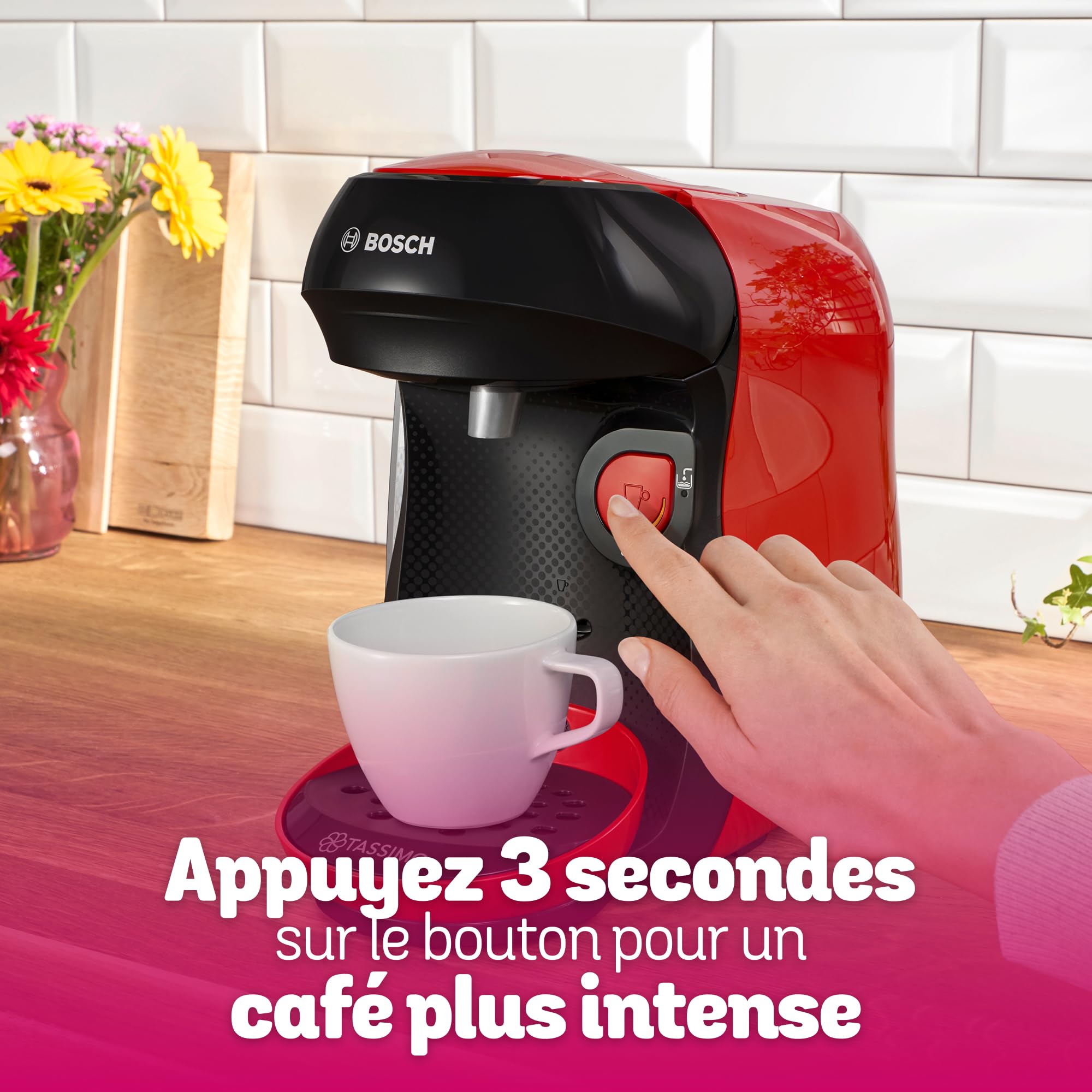 Machine à Café à Dosettes Eslora Happy – Rouge – +70 Boissons Chaudes
