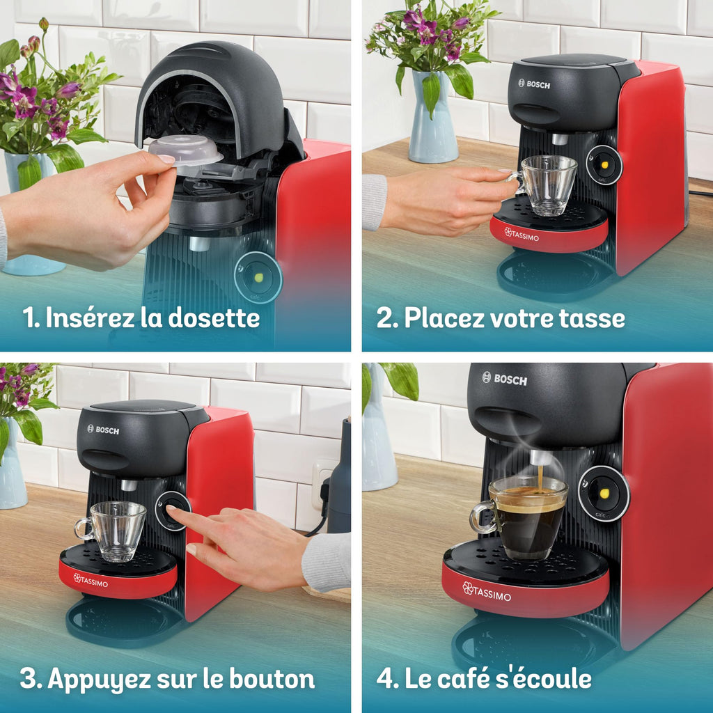 Machine à Café à Dosettes Eslora Finesse – Rouge – +70 Boissons Chaudes