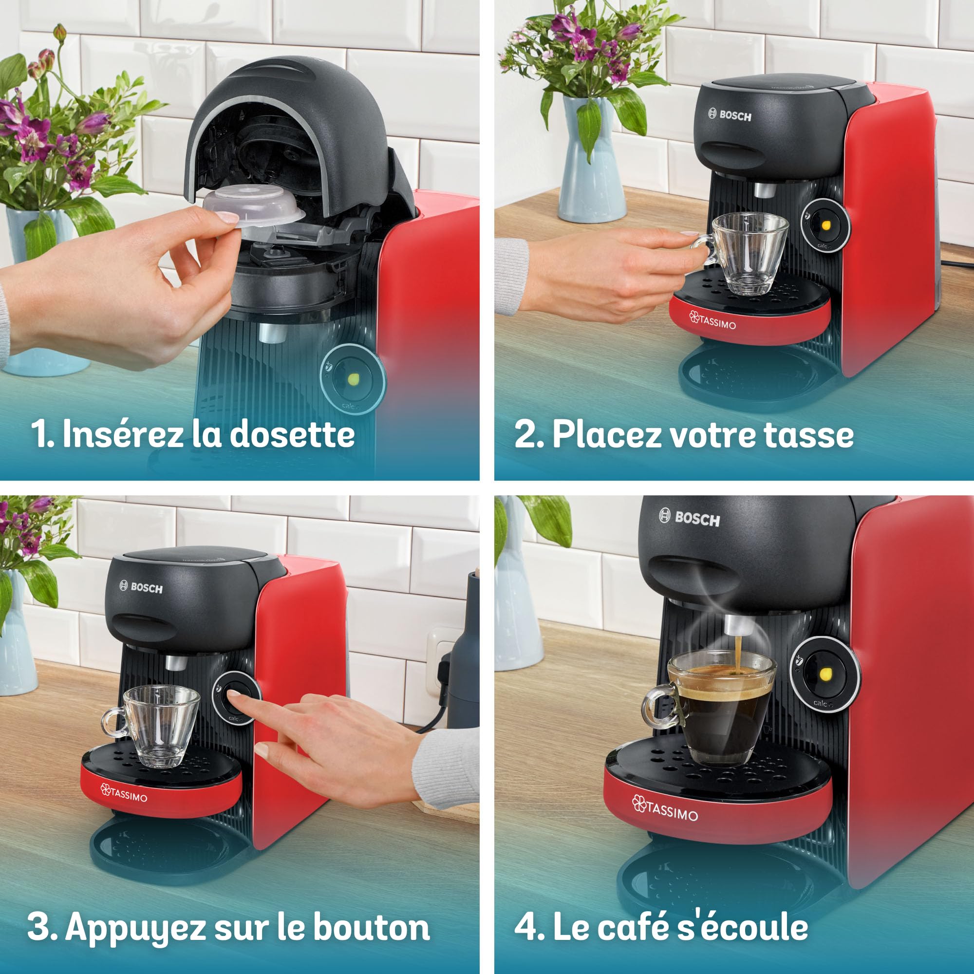 Machine à Café à Dosettes Eslora Finesse – Rouge – +70 Boissons Chaudes