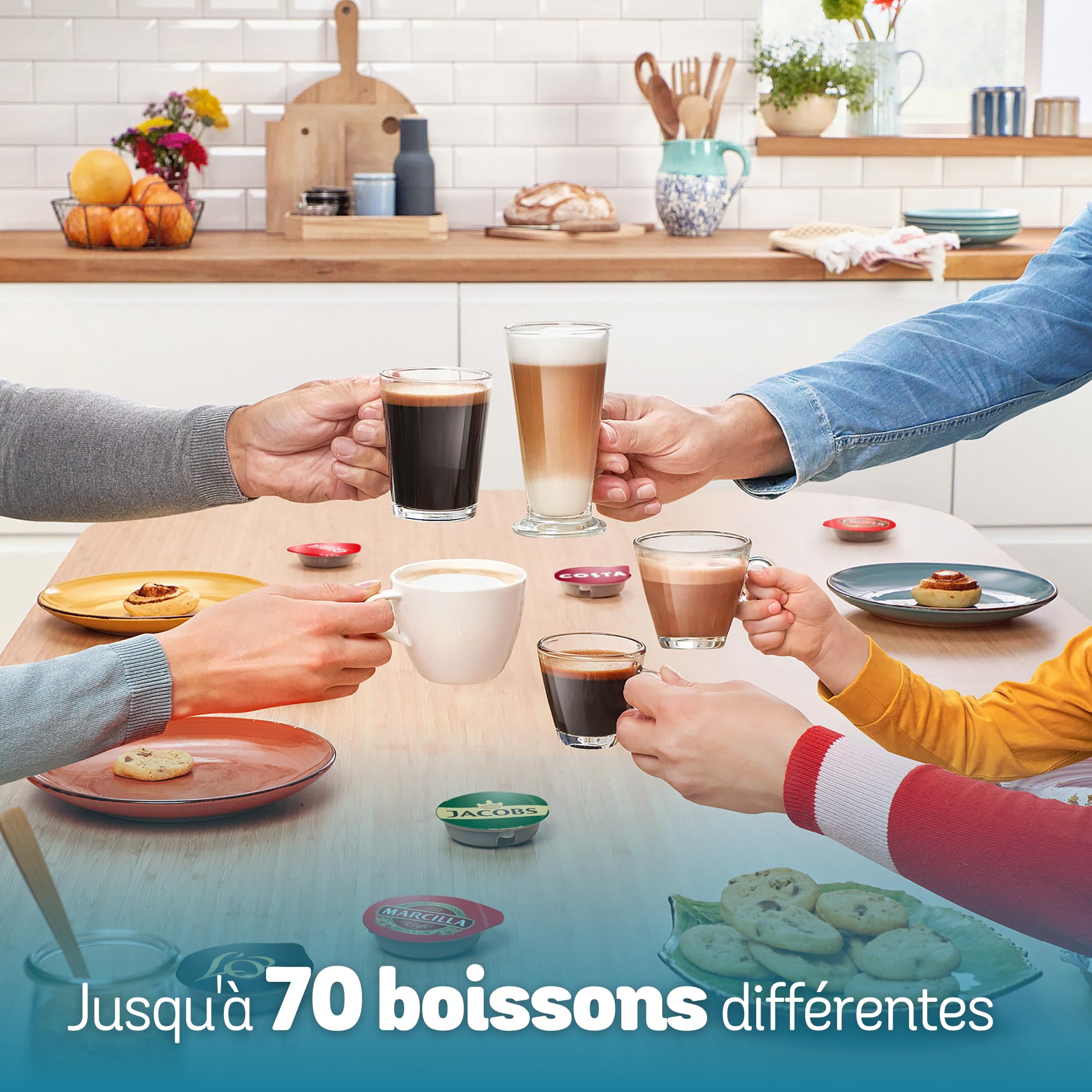 Machine à Café à Dosettes Eslora Finesse – Blanc – +70 Boissons Chaudes