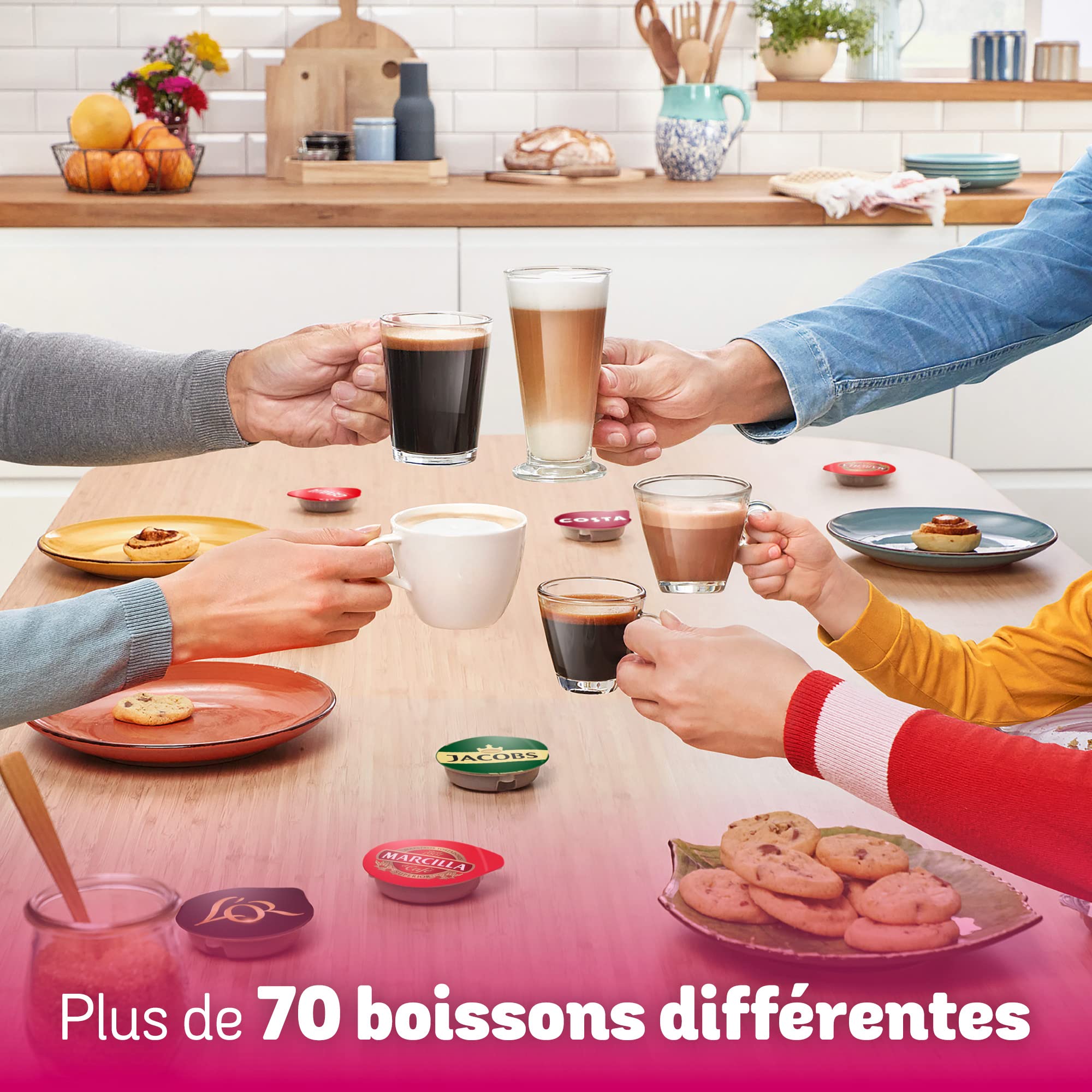 Machine à Café à Capsules Eslora Happy – Rouge – +40 Boissons – 1400W