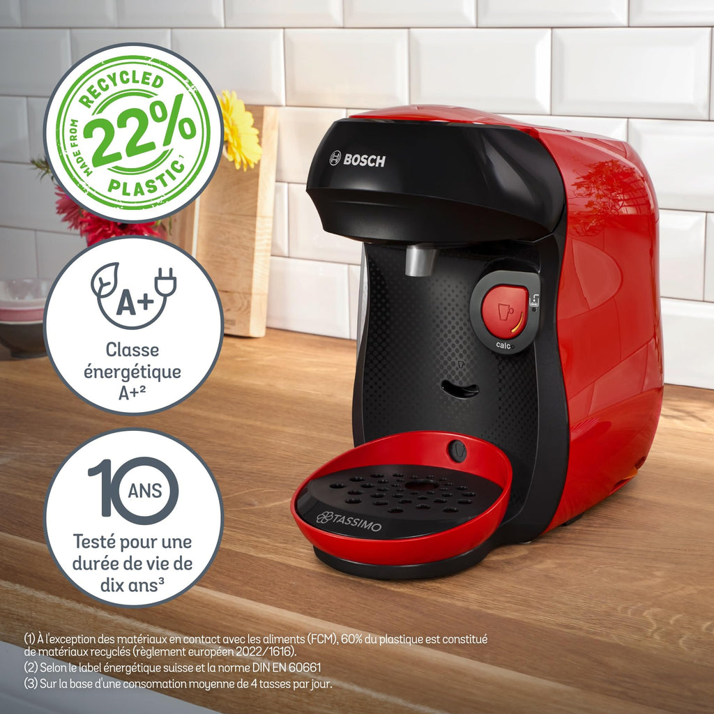 Machine à Café à Dosettes Eslora Happy – Rouge – +70 Boissons Chaudes
