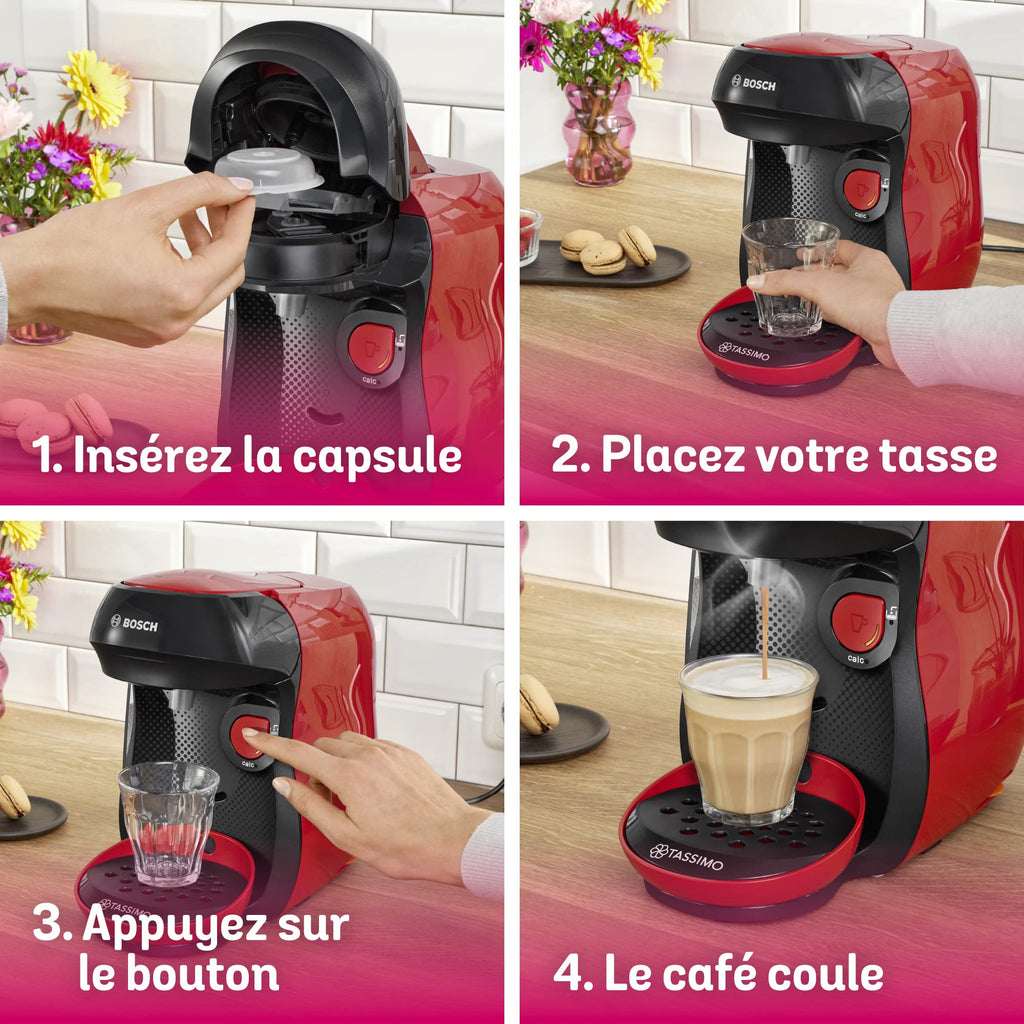 Machine à Café à Capsules Eslora Happy – Rouge – +40 Boissons – 1400W