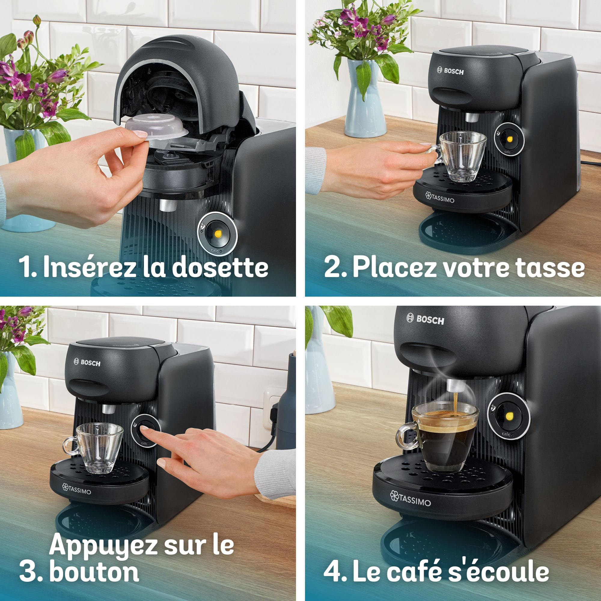 Machine à Café à Dosettes Eslora Finesse – Noir – +70 Boissons Chaudes
