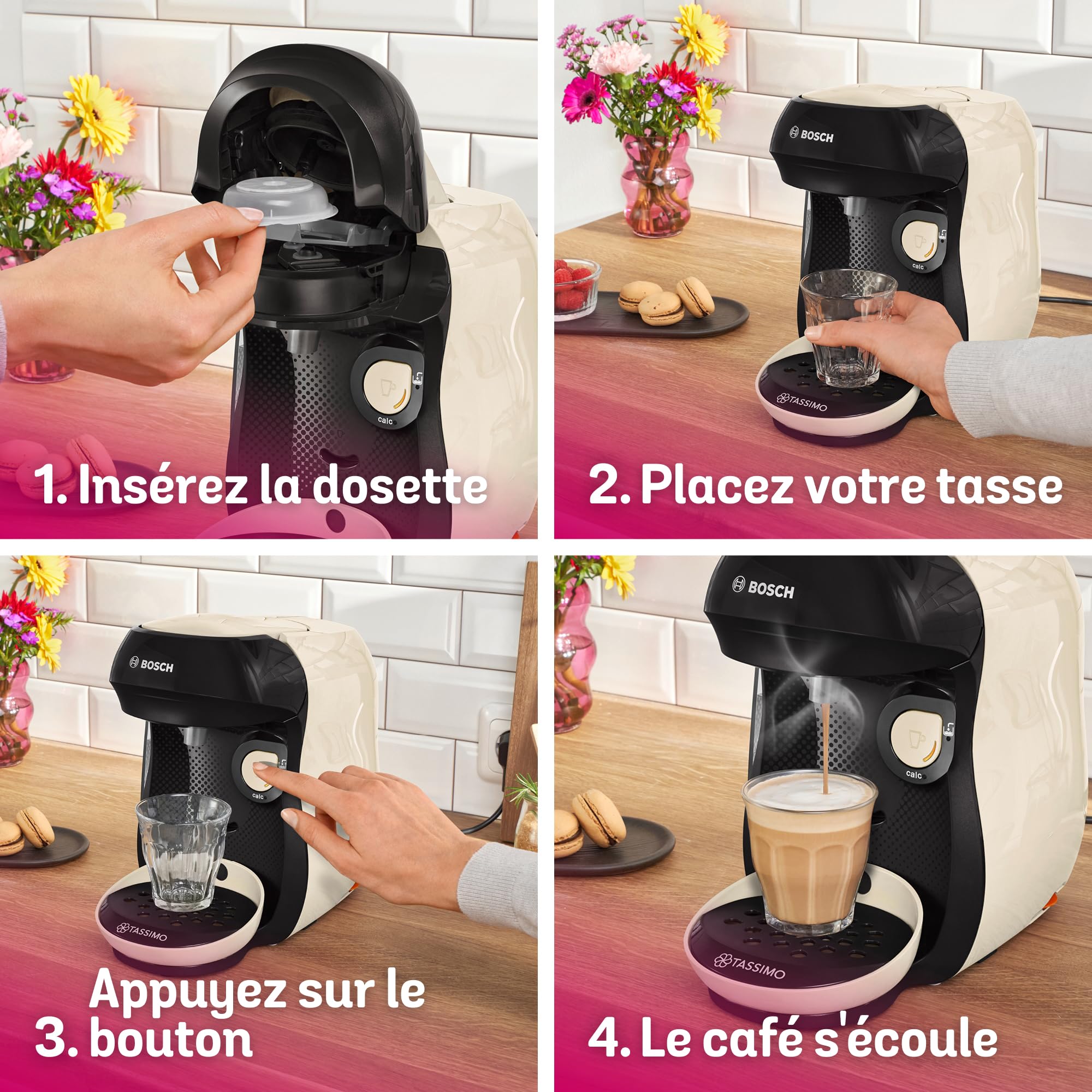 Machine à Café à Dosettes Eslora Happy – Crème – +70 Boissons Chaudes